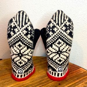 Hestra Nordic Knit Gloves with Red Accents